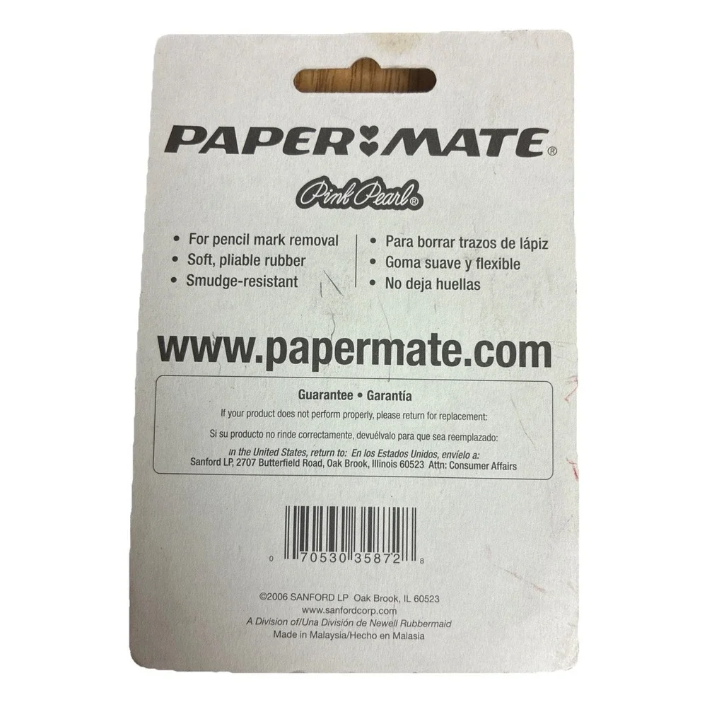 Vintage‎ Paper Mate Pink Pearl Erasers 2 pc 2006 NEW